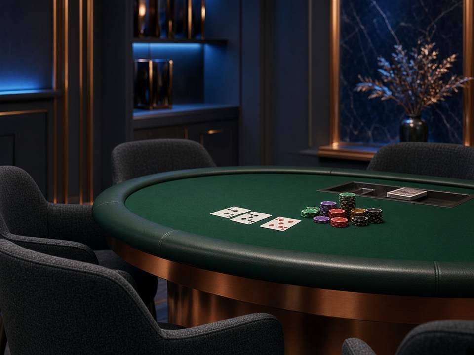 Table de jeux élégante dans l'espace casino MenuPauseFR.com